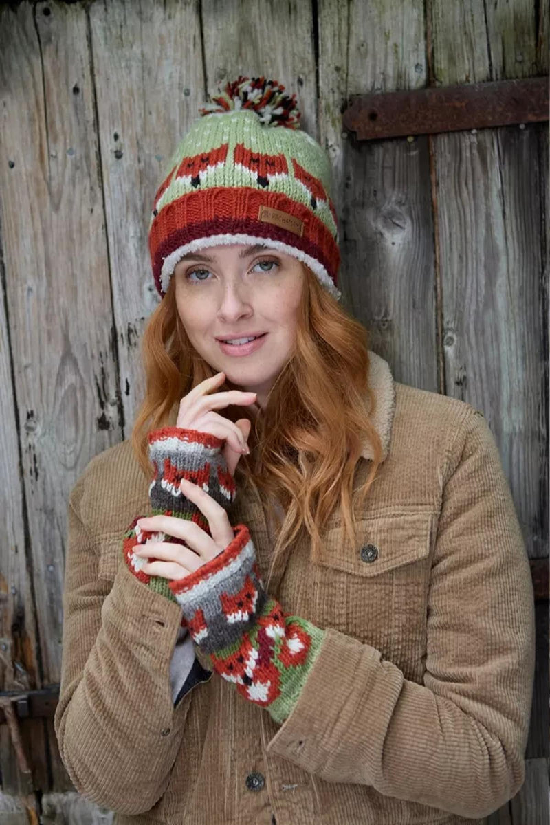 Pachamama Skulk Of Foxes Roll Back Bobble Beanie