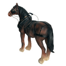 FACTORY SECONDS - 50% OFF - Leonardo large (length 22cm) Bay Shire Cart Heavy Horse in harness ornament figurine, gift boxed