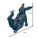 Playful Rabbit with a Bird on his Foot bronze effect figurine quirky garden or patio decoration