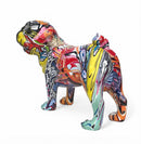 Graffiti Art Pug figurine, bright coloured gloss finish, boxed