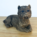 Laying West Highland Terrier 'Westie' Dog figurine, Leonardo Reflections Bronzed, 13cm, gift boxed