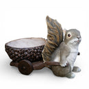 Squirrel with acorn trailer ornament garden decoration, length 28cm