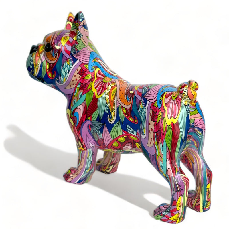 GROOVY ART bright coloured standing French Bulldog ornament figurine, Frenchie lover gift