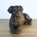 Laying Jack Russell Terrier Dog figurine, Leonardo Reflections Bronzed, 15cm, gift boxed