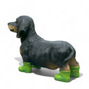 Large Dachshund in bright green Wellington Boots 'Welly Dog' figurine home or garden decoration (25cm)