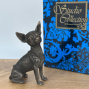Sitting Chihuahua figurine in solid cold cast bronze, gift boxed