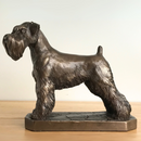 Schnauzer figurine on base in solid cold cast bronze, designed by David Geenty