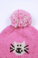 Pachamama Smiley Cat Bobble Beanie Hat Chunky Knit Wool