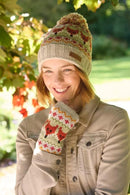 Pachamama Fox Design Bobble Beanie Hat Chunky Knit Merino Wool