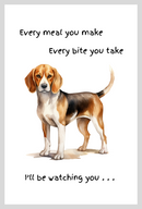 Dog lover novelty Tea Towel, with 'Watching you' funny wording, 100% cotton (Beagle)
