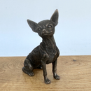 Sitting Chihuahua figurine in solid cold cast bronze, gift boxed