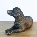Laying Labrador Dog figurine, Leonardo Reflections Bronzed, 16cm, gift boxed