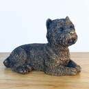 Laying West Highland Terrier 'Westie' Dog figurine, Leonardo Reflections Bronzed, 13cm, gift boxed