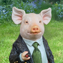 Mr Pig figurine ornament dressed in jacket and trousers garden decoration