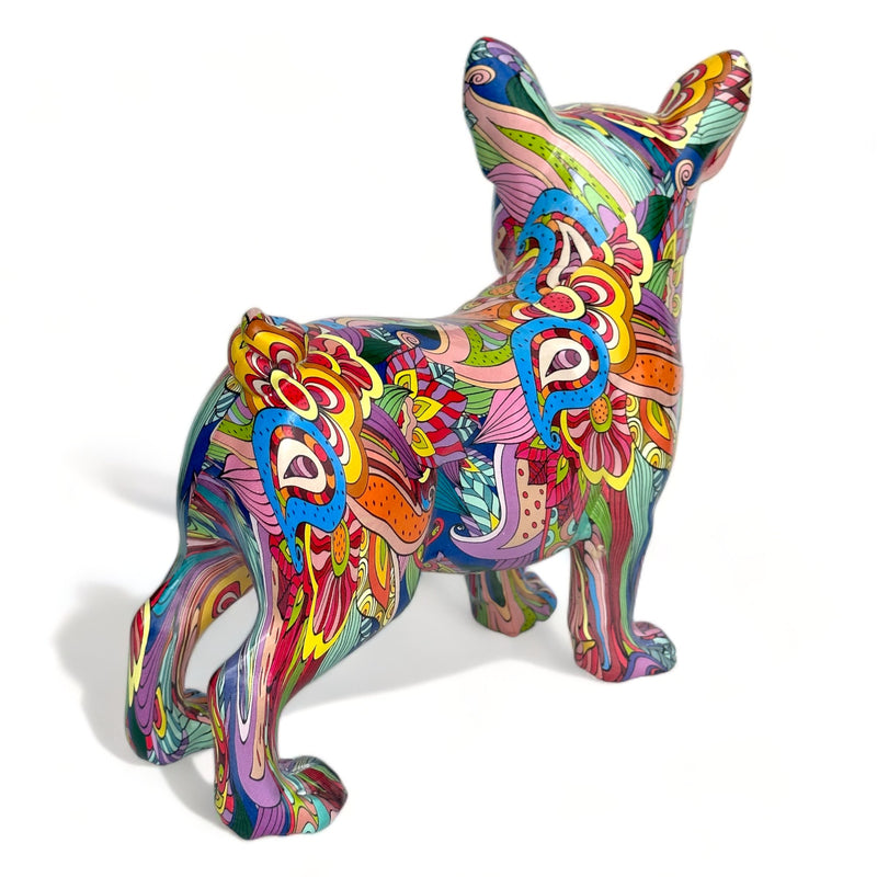 GROOVY ART bright coloured standing French Bulldog ornament figurine, Frenchie lover gift
