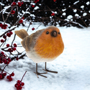 Two Robin figurines in different poses, indoor or outdoor garden decoration