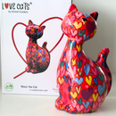 Pomme Pidou 'Beau' the Cat With Love Hearts Pattern Ceramic Figurine