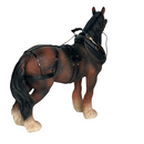 FACTORY SECONDS - 50% OFF - Leonardo large (length 22cm) Bay Shire Cart Heavy Horse in harness ornament figurine, gift boxed