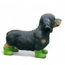 Large Dachshund in bright green Wellington Boots 'Welly Dog' figurine home or garden decoration (25cm)