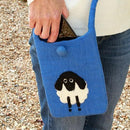 Pachamama cute Sheep Bag In Bright Blue Felted Wool, 20cm