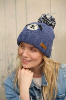 Pachamama Smiley Dog Bobble Beanie Hat All Wool Chunky Knit