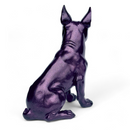 Large 32cm Sitting Boston Terrier Dog Figurine in a Purple Sparkle Finish