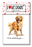 'Love Dogs' Dog breeds Tea Towel, with 'Watching you' funny wording, 100% cotton (Retriever)