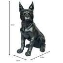 Boston Terrier Dog Figurine, Large 32cm high, Black with Silver Sparkle Finish
