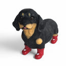 SPECIAL 'LOVE DOGS' EDITION Dachshund in Red Wellington Boots WITH HEARTS 'Welly Dog' figurine Valentine's Gift (25cm)