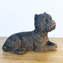 Laying West Highland Terrier 'Westie' Dog figurine, Leonardo Reflections Bronzed, 13cm, gift boxed