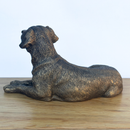 Laying Labrador Dog figurine, Leonardo Reflections Bronzed, 16cm, gift boxed