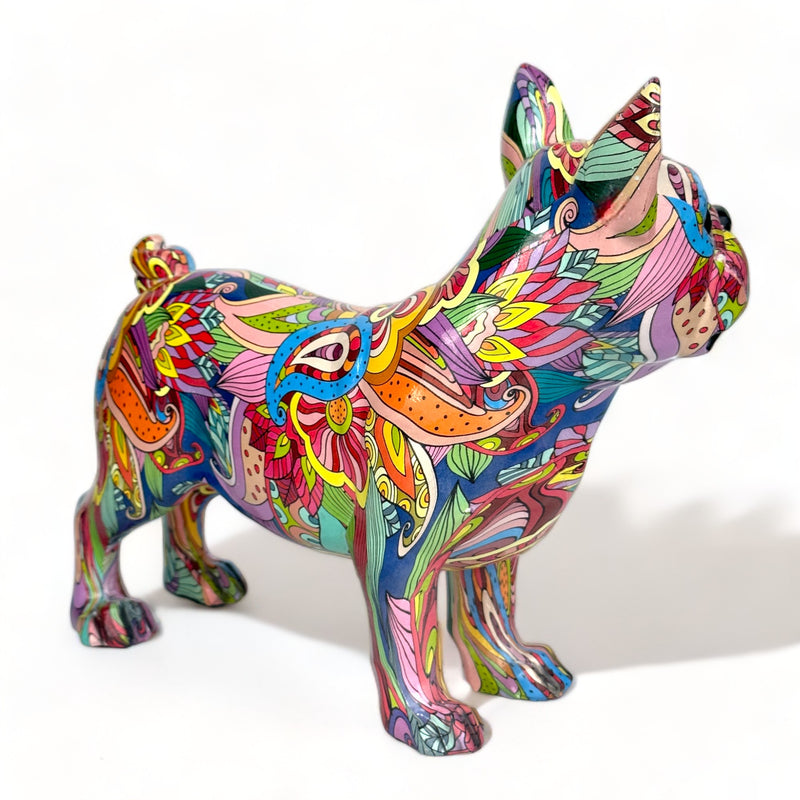 GROOVY ART bright coloured standing French Bulldog ornament figurine, Frenchie lover gift