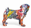 Graffiti Art Pug figurine, bright coloured gloss finish, boxed
