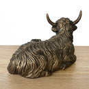 Laying Highland Cow Mother & Calf ornament figurine from the Leonardo Reflections Bronzed range