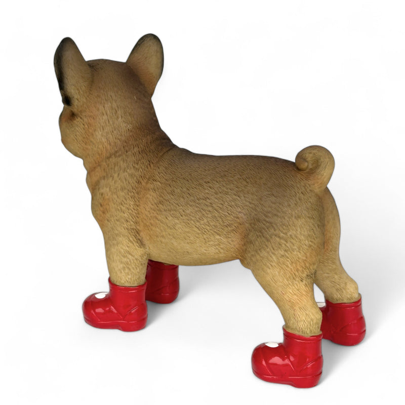 SPECIAL 'LOVE DOGS' EDITION French Bulldog in Red Wellingtons with LOVE HEARTS decoration 'Welly Dog' figurine (25cm)