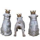 SET OF 3 Dog with gold Crown ornaments home decor Bulldog Pug Terrier lover gift