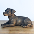 Laying Jack Russell Terrier Dog figurine, Leonardo Reflections Bronzed, 15cm, gift boxed