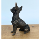 Sitting Chihuahua figurine in solid cold cast bronze, gift boxed
