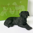 Realistic Laying Black Labrador Dog figurine, 16cm, Gift Boxed