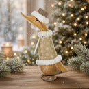 DCUK Gilded Caramel Duckling Christmas Duck Decoration Wearing A Snowflake Print dress