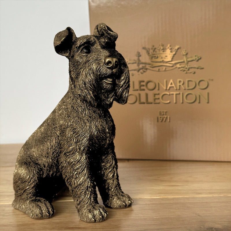 Schnauzer Dog ornament figurine, Leonardo Reflections Bronzed range, gift boxed