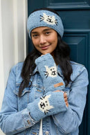 Pachamama Smiley Cat Design Handwarmers Chunky Knit Wool