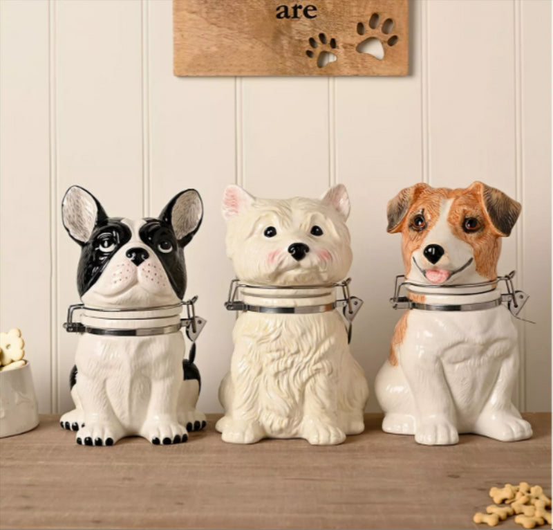 Jack Russell shaped biscuit barrel by Best of Breed novelty ceramic storage jar