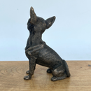Sitting Chihuahua figurine in solid cold cast bronze, gift boxed