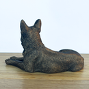 Laying German Shepherd Dog figurine, Leonardo Reflections Bronzed, 18cm, gift boxed