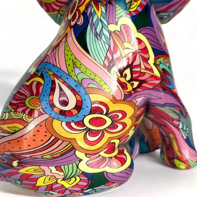 GROOVY ART bright coloured sitting Elephant ornament figurine, safari animal lover gift, 26cm