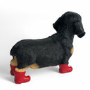 SPECIAL 'LOVE DOGS' EDITION Dachshund in Red Wellington Boots WITH HEARTS 'Welly Dog' figurine Valentine's Gift (25cm)