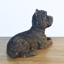 Laying West Highland Terrier 'Westie' Dog figurine, Leonardo Reflections Bronzed, 13cm, gift boxed