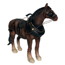 FACTORY SECONDS - 50% OFF - Leonardo large (length 22cm) Bay Shire Cart Heavy Horse in harness ornament figurine, gift boxed