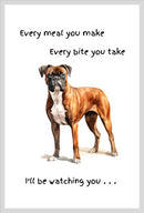 Dog lover novelty Tea Towel, with 'Watching you' funny wording, 100% cotton (Boxer)